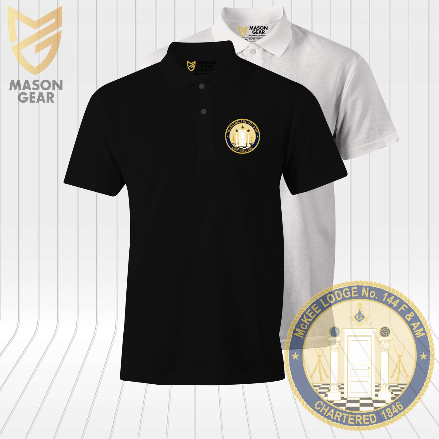 McKEE Lodge No.144 F & AM , Darkness to Light Polo Shirt - 1 SET