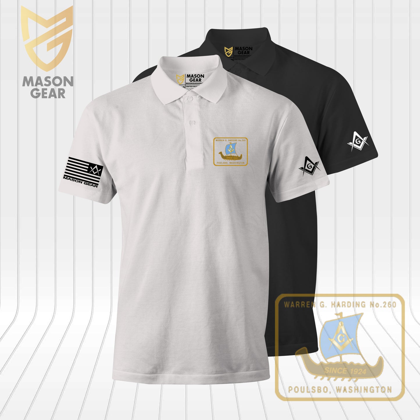 Warren G. Harding Lodge No.260, F.&A.M. , Darkness to Light Polo Shirt - 1 SET