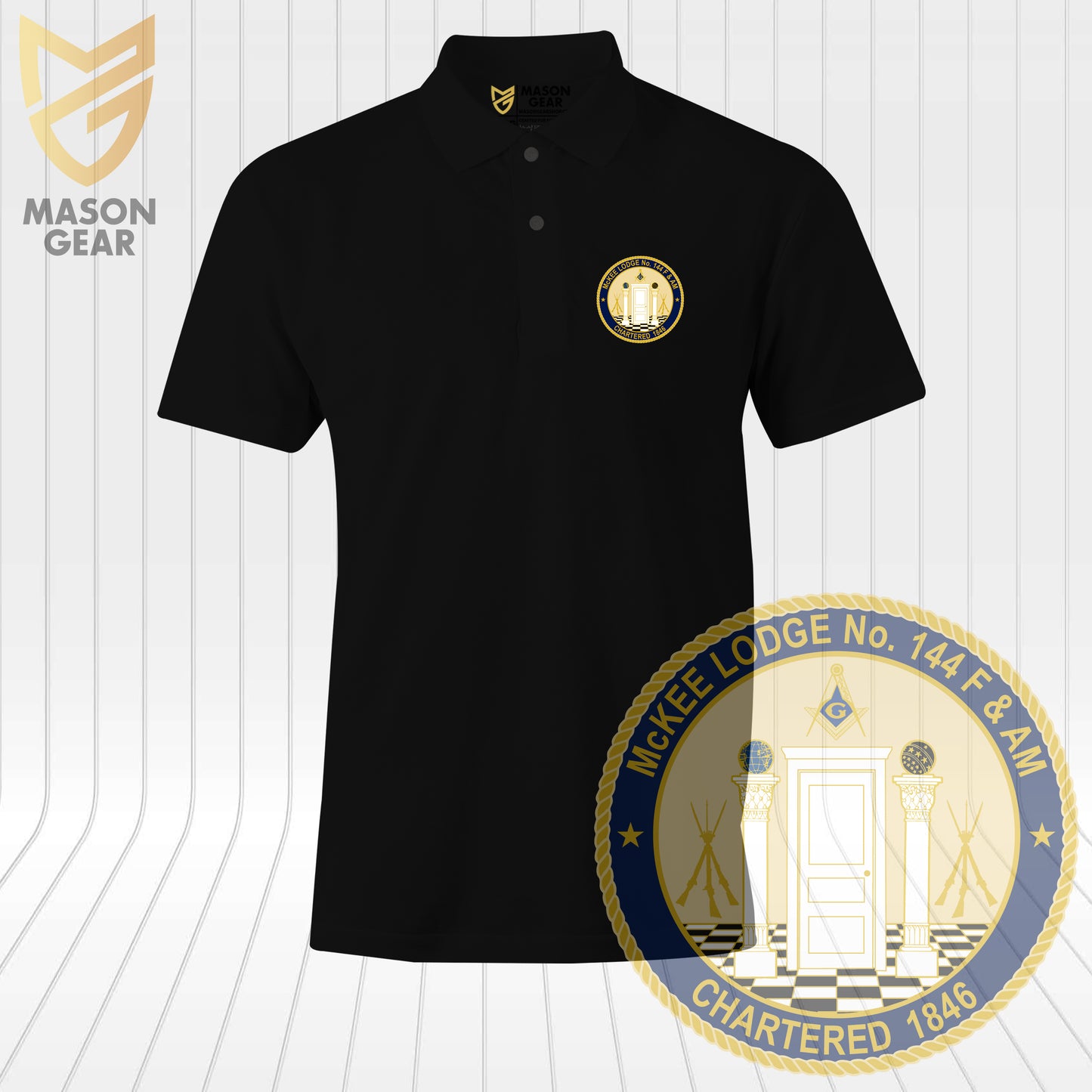 McKEE Lodge No.144 F & AM , Darkness to Light Polo Shirt - 1 Piece