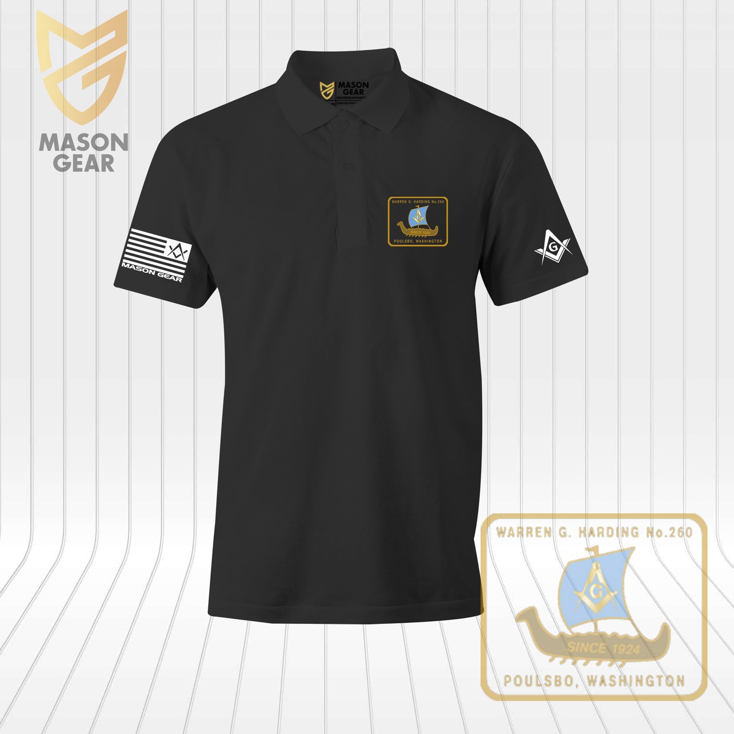 Warren G. Harding Lodge No.260, F.&A.M. , Darkness to Light Polo Shirt - 1 Piece