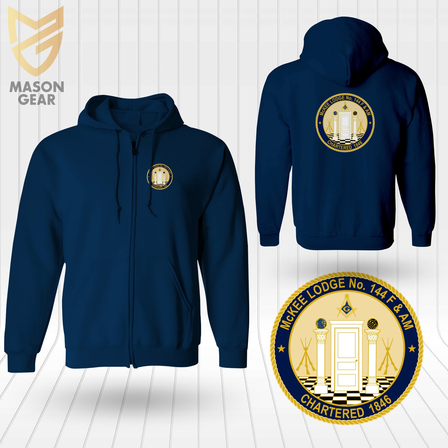 McKEE Lodge No.144 F & AM - Zip-up Hoodie