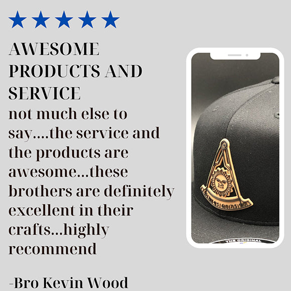 5 star review  .AWESOME PRODUCTS AND SERVICE not much else to say....the service and the products are awesome...these brothers are definitely excellent in their crafts...highly recommend . freemason past masters cap