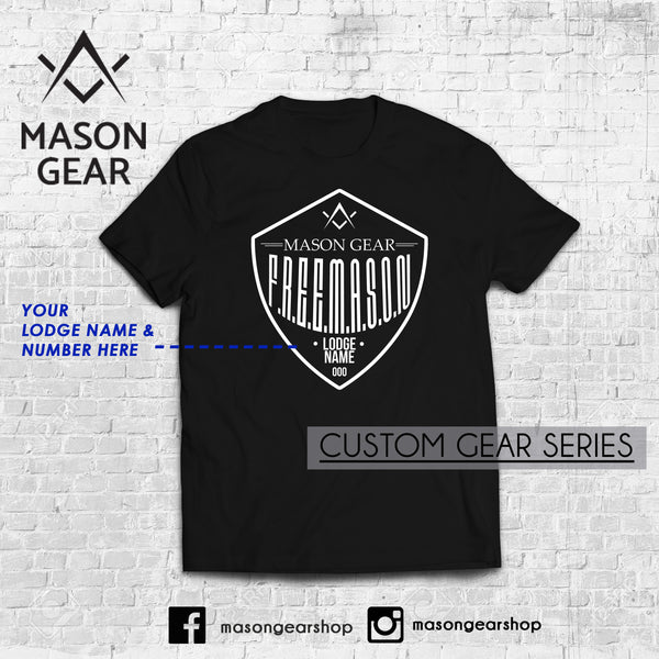 Custom Lodge & number- tshirt Shield design - Mason Gear Shop