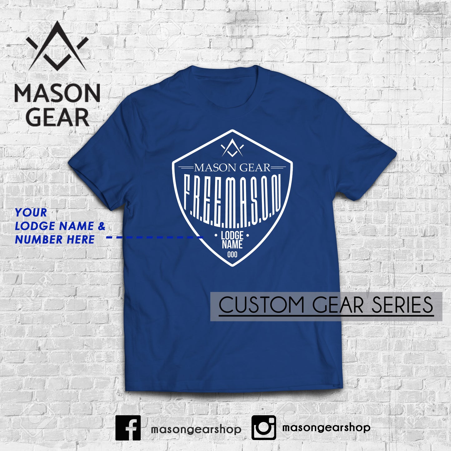 Custom Lodge & number- tshirt Shield design - Mason Gear Shop